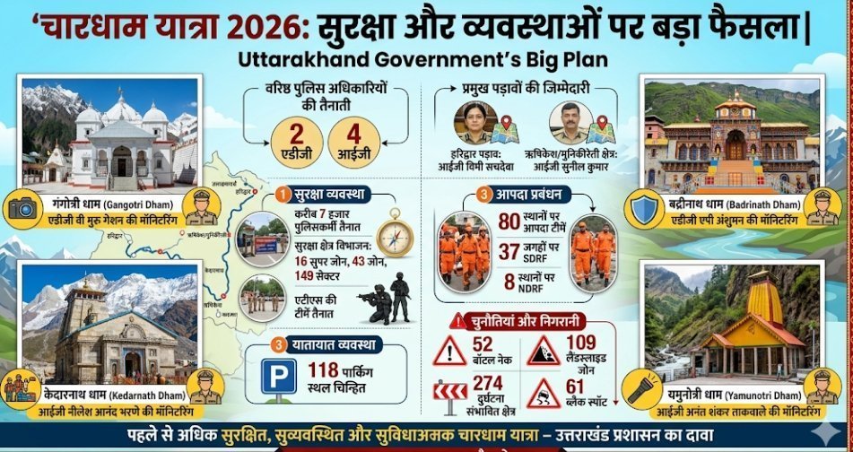 उत्तराखंड : चारधाम यात्रा 2026 को लेकर बड़ा फैसला, 6 बड़े अधिकारियों की तैनाती